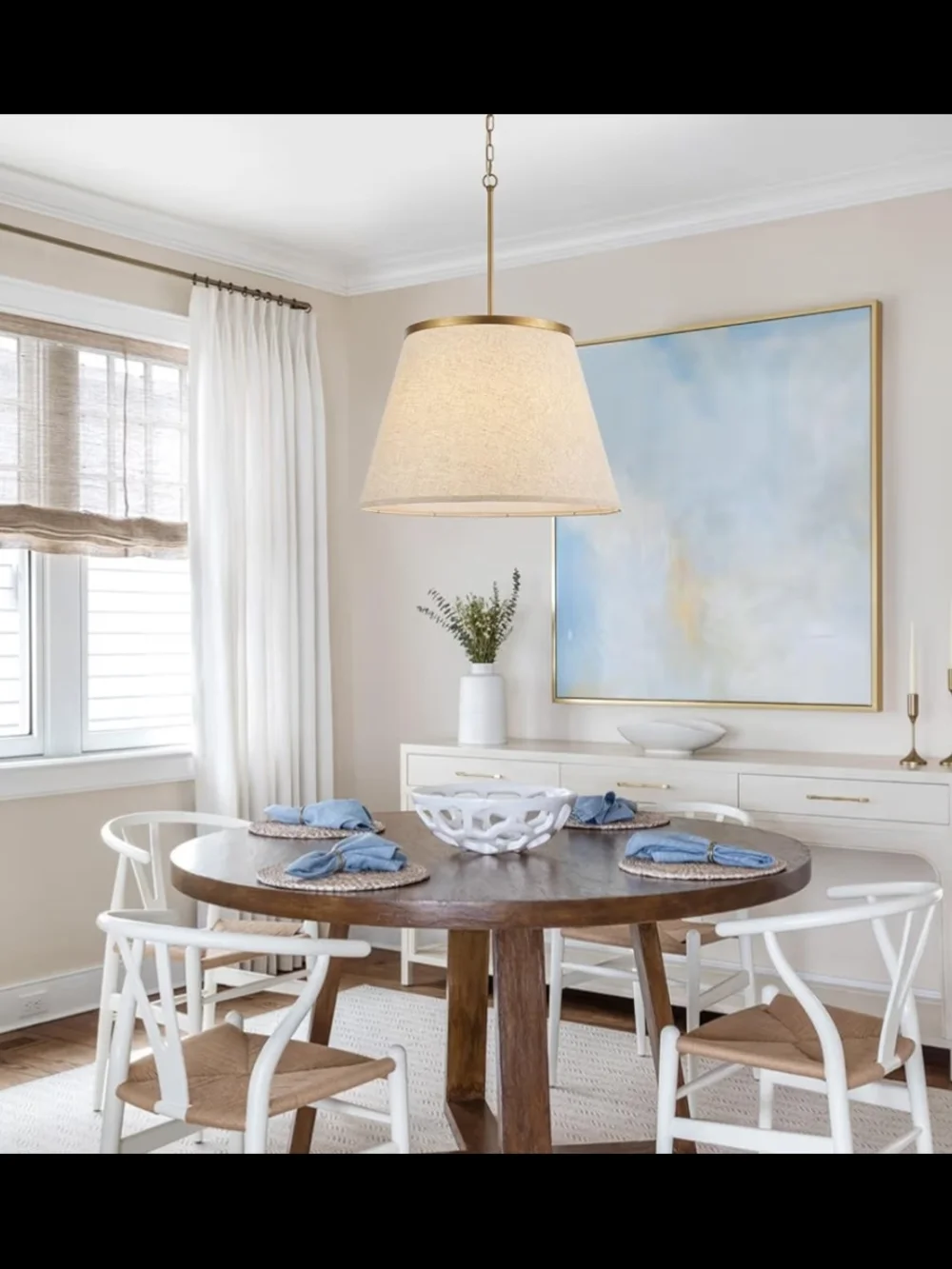 Beige Fabric Drum Ceiling Pendant Light